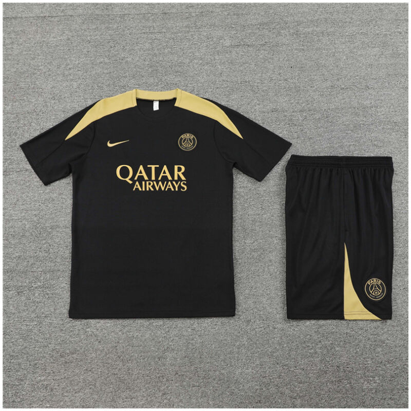 Kids PSG Short Training Suit Black – Gold 2024/25