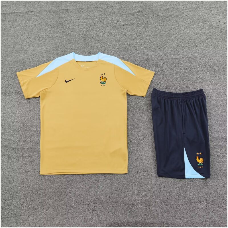 Mens France Short Training Suit Gold 2024