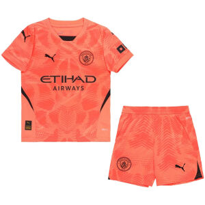 Kids Manchester City Goalkeeper Orange Jersey 2024/25