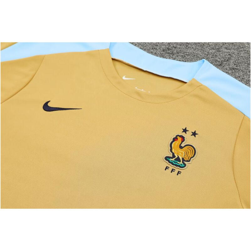 Mens France Short Training Suit Gold 2024