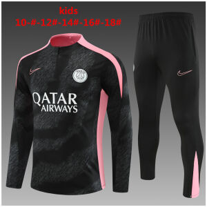 Kids PSG Training Suit Black – Pink 2024/25