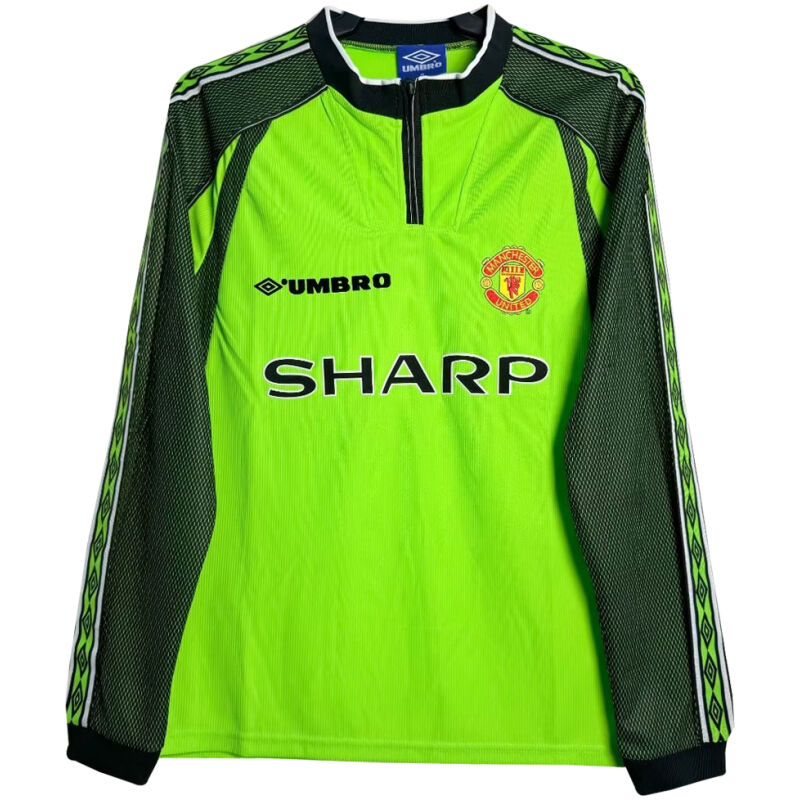 Mens Manchester United Retro Goalkeeper Green Jersey Long Sleeve 1998/99