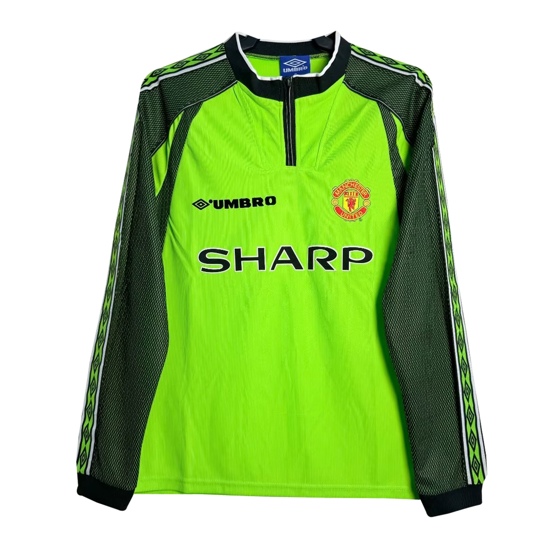 Mens Manchester United Retro Goalkeeper Green Jersey Long Sleeve 1998/99