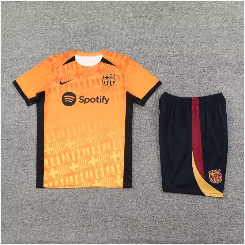 Mens Barcelona Short Training Suit Orange 2024/25