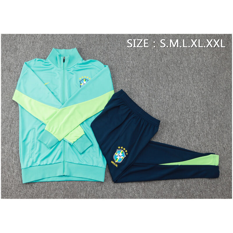 Mens Brazil Jacket + Pants Training Suit Green 2024