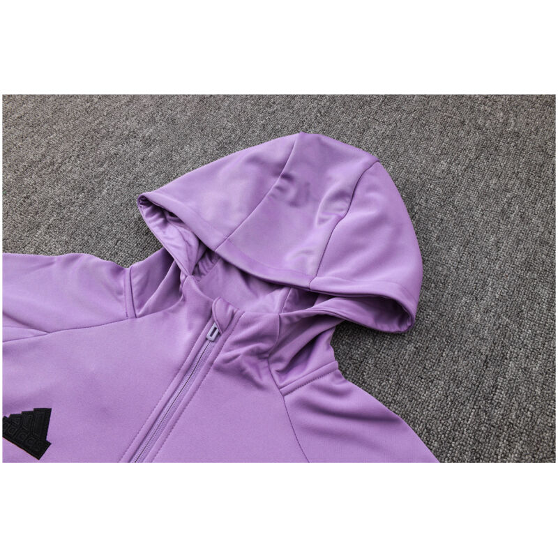 Mens Real Madrid Hoodie Jacket + Pants Training Suit Purple 2024/25