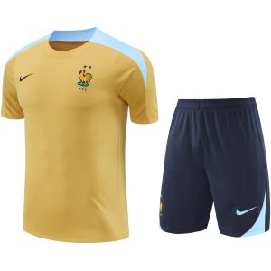Mens France Short Training Suit Gold 2024