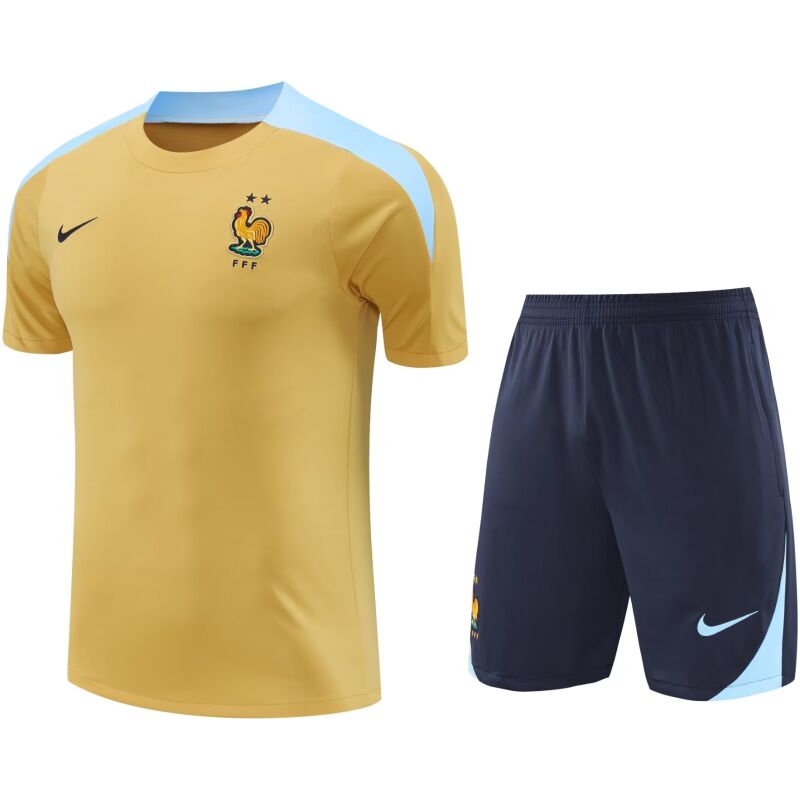Mens France Short Training Suit Gold 2024