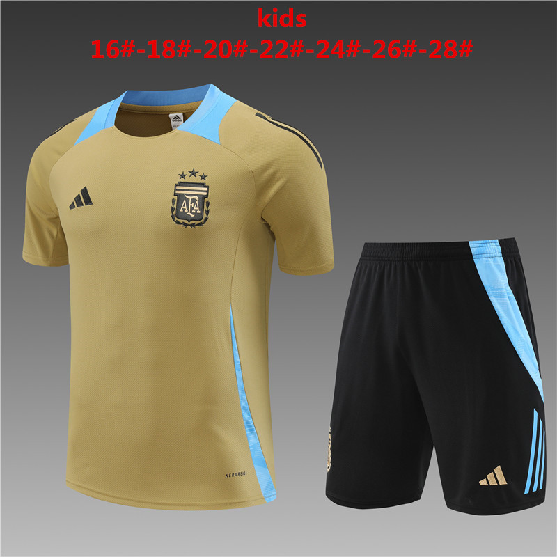 Kids Argentina Short Training Suit Gold 2024
