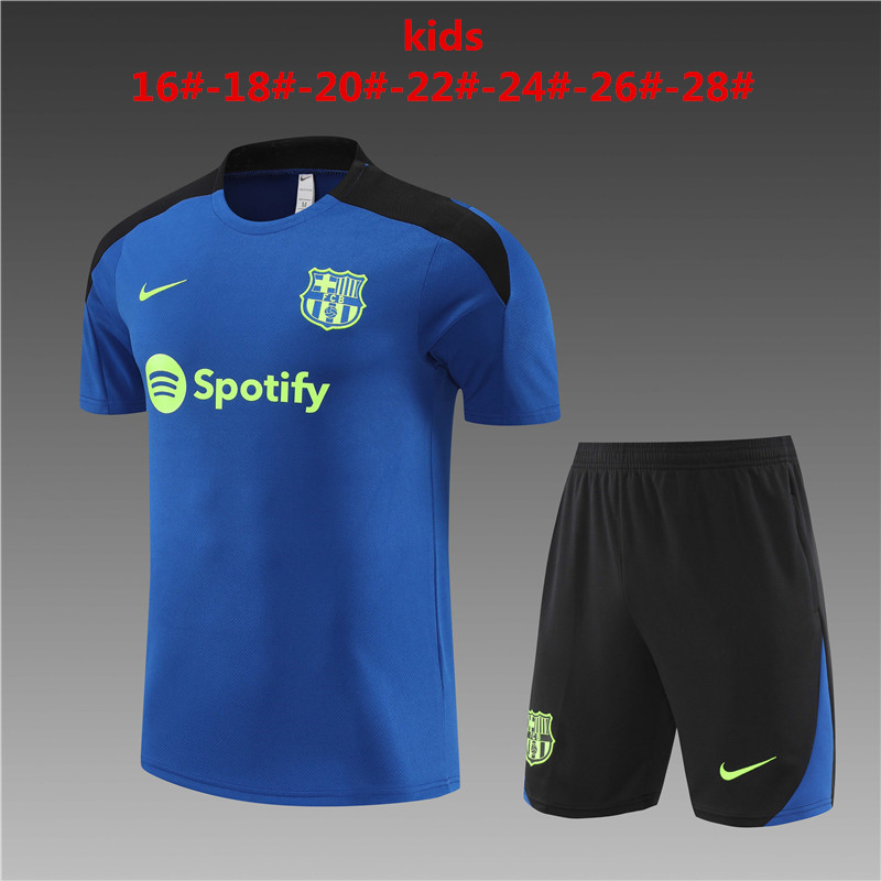 Kids Barcelona Short Training Suit Blue 2024/25