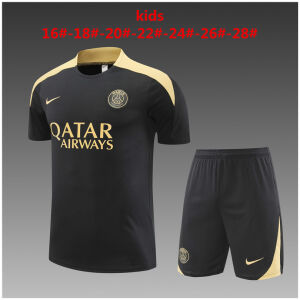 Kids PSG Short Training Suit Black – Gold 2024/25