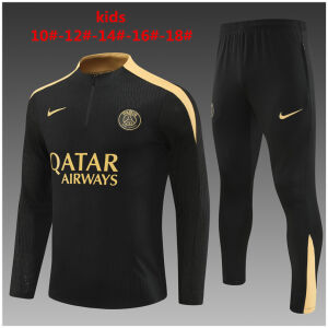 Kids PSG Training Suit Black – Gold 2024/25