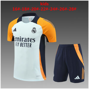 Kids Real Madrid Short Training Suit Light Blue 2024/25