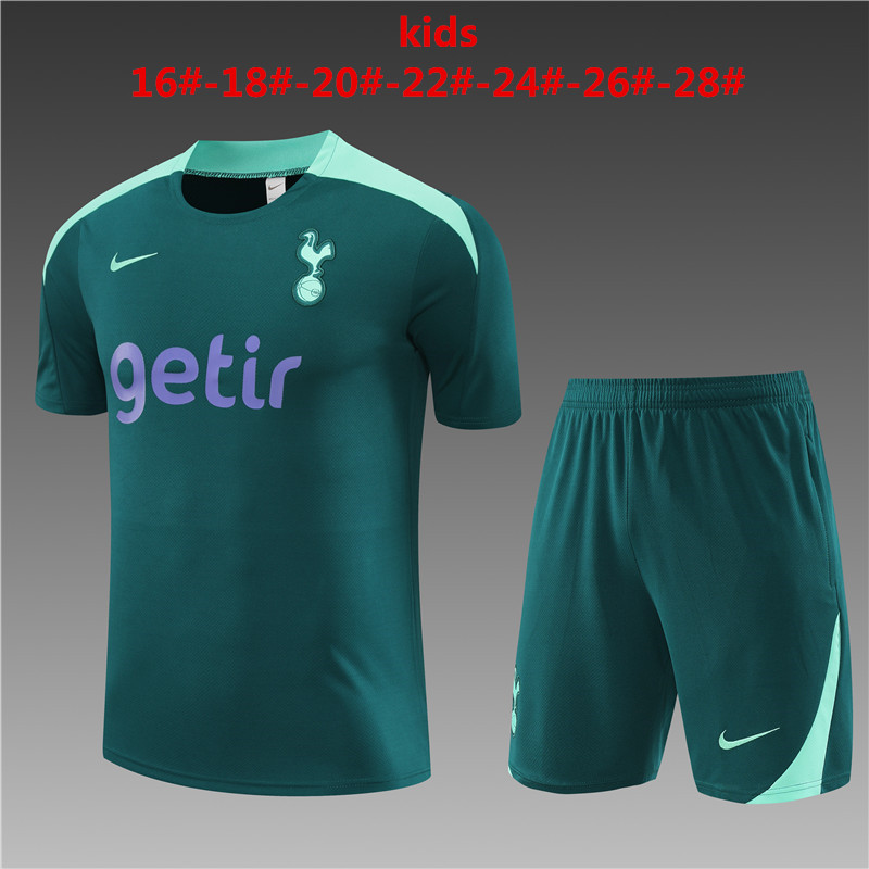 Kids Tottenham Hotspur Short Training Suit Green 2024/25