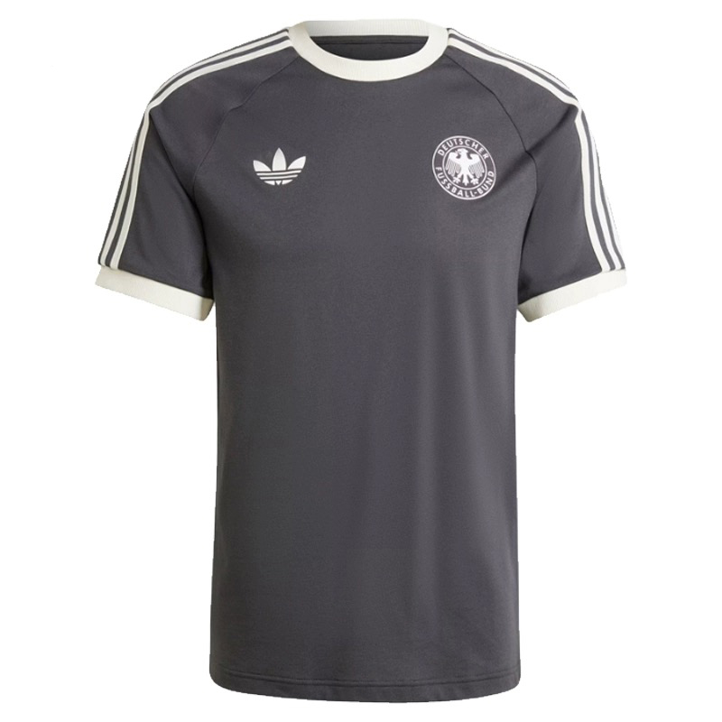 Mens Adidas Originals Germany Jersey 3 Stripes Pure Cotton Black Shirt 2024 – Match