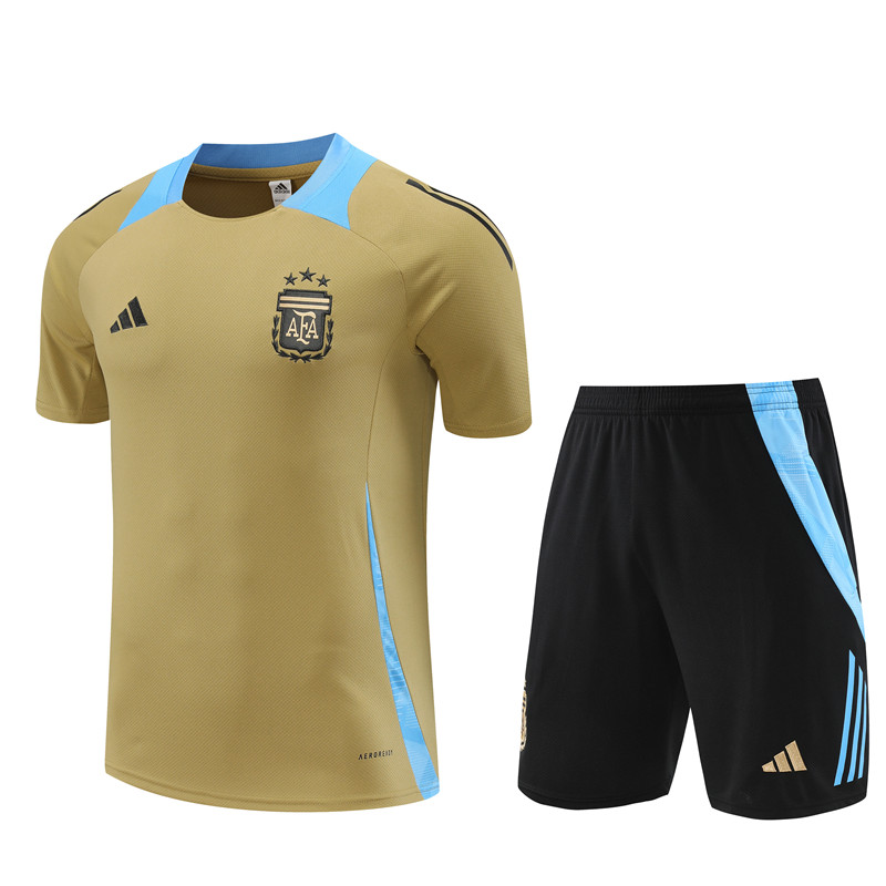Mens Argentina Short Training Suit Gold 2024