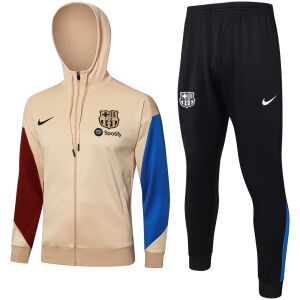 Mens Barcelona Hoodie Jacket + Pants Training Suit Gold 2024/25