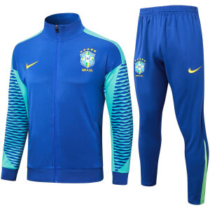 Mens Brazil Jacket + Pants Training Suit Blue 2024