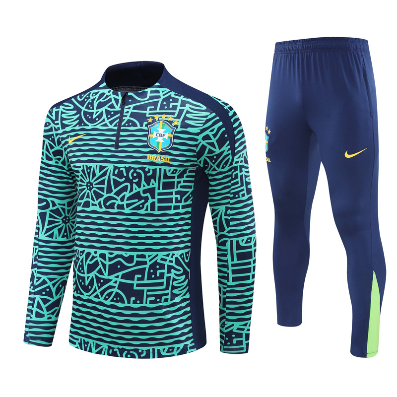 Mens Brazil Training Suit Blue 2024