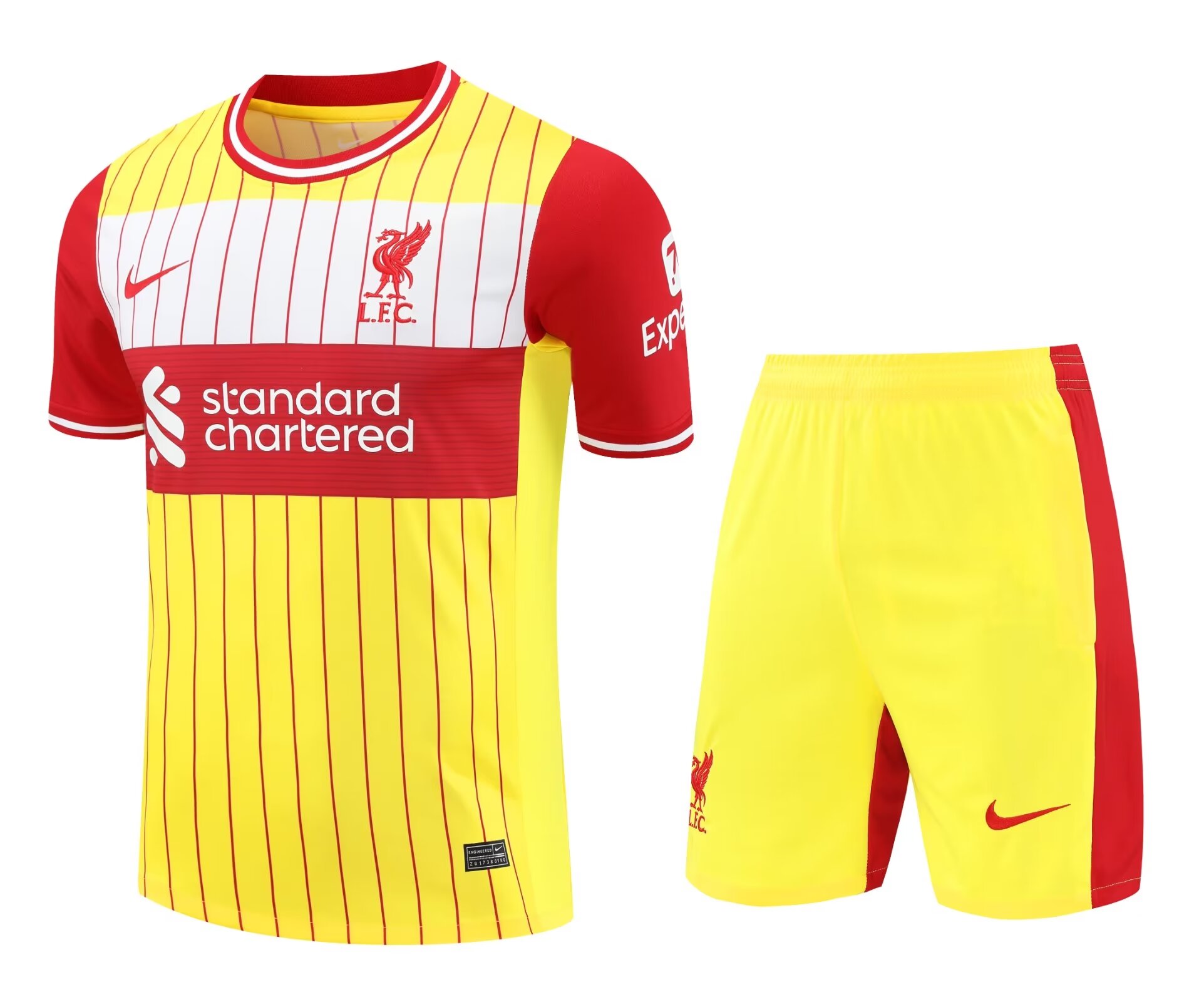 Mens Liverpool Short Training Suit Yellow 2024/25