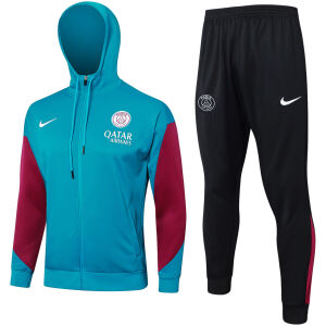 Mens PSG Hoodie Jacket + Pants Training Suit Blue-ish Green 2024/25