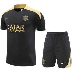 Mens PSG Short Training Suit Black – Gold 2024/25