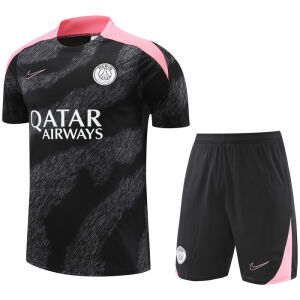 Mens PSG Short Training Suit Black – Pink 2024/25