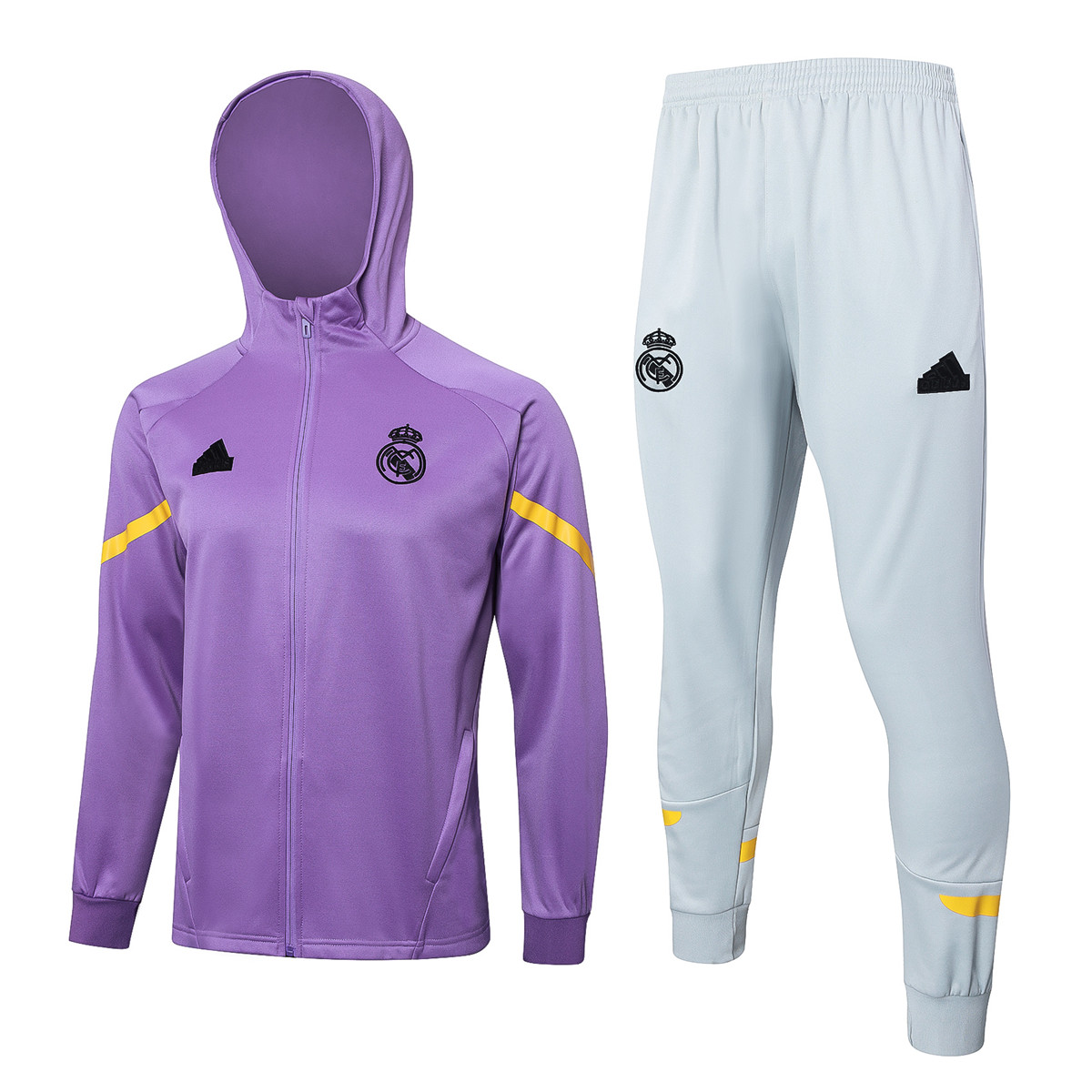 Mens Real Madrid Hoodie Jacket + Pants Training Suit Purple 2024/25
