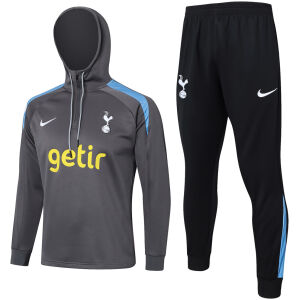 Mens Tottenham Hotspur Hoodie Sweatshirt + Pants Training Suit Dark Grey 2024/25