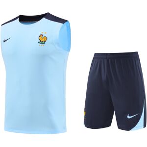 Mens France Short Training Suit Light Blue 2024