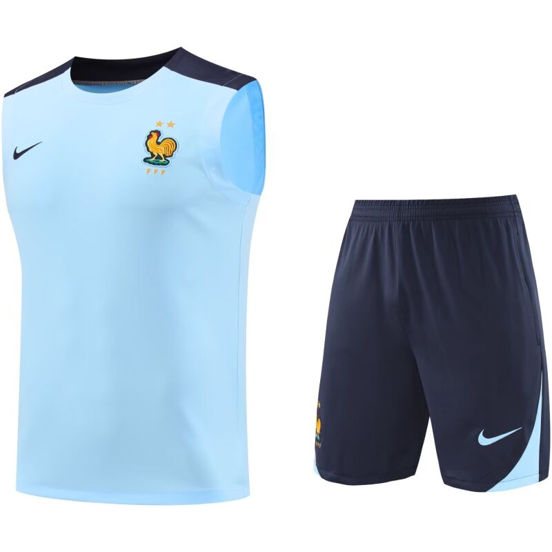 Mens France Short Training Suit Light Blue 2024