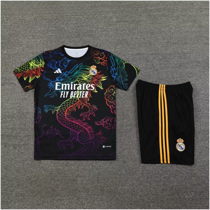 Mens Real Madrid Short Training Suit Black Dragon 2024/25