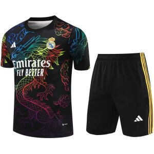 Herren Real Madrid Kurzer Trainingsanzug Schwarzer Drache 2024/25