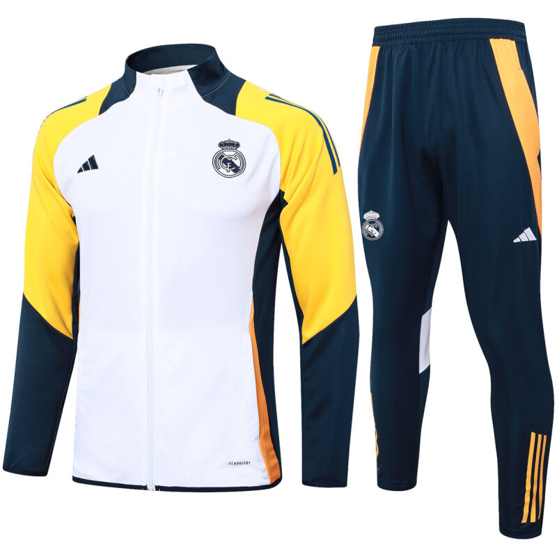Mens Real Madrid Jacket + Pants Training Suit White 2024/25
