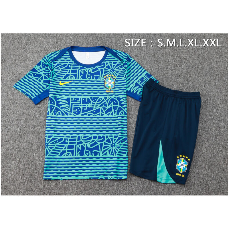 Mens Brazil Short Training Suit Blue 2024