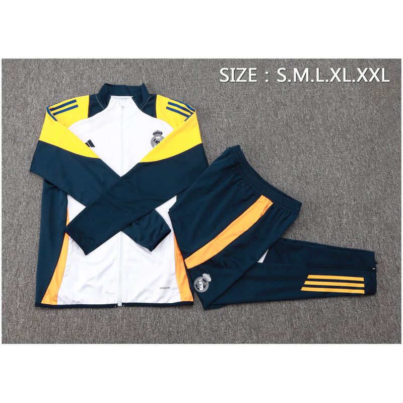 Kids Real Madrid Jacket + Pants Training Suit White 2024/25