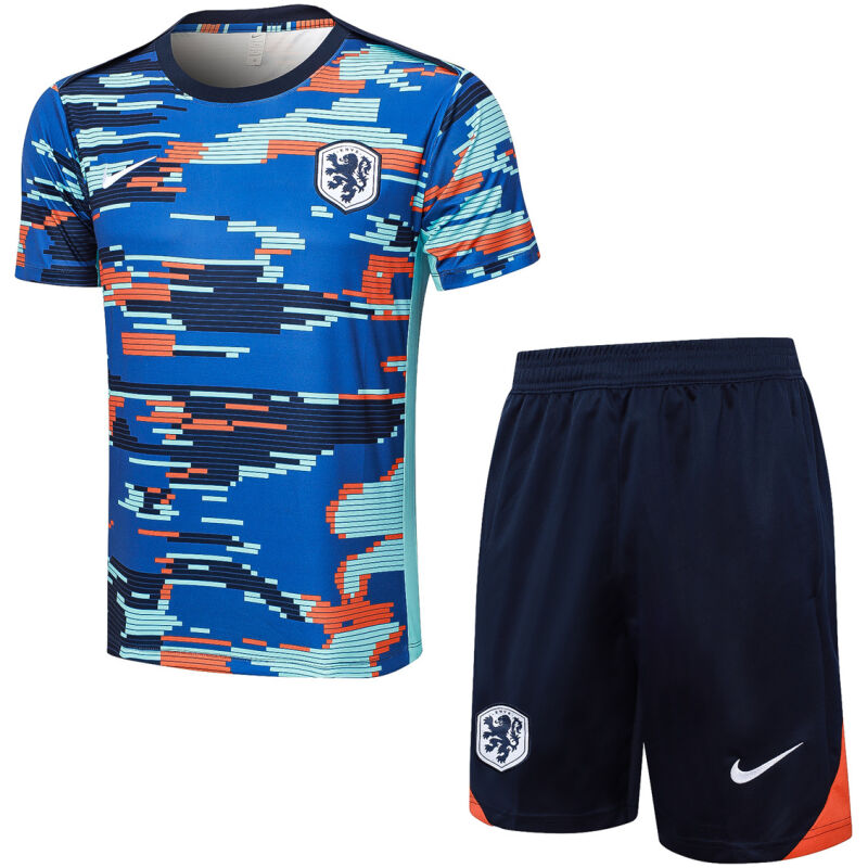 Mens Netherlands Short Training Suit Blue Camouflage 2024