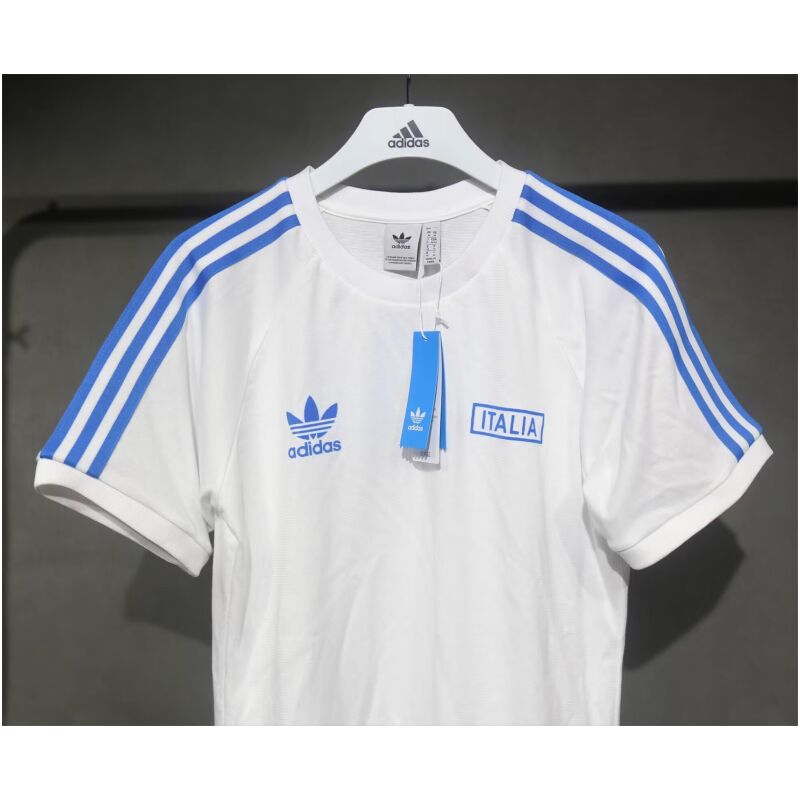 Mens Adidas Originals Italy Jersey 3 Stripes Pure Cotton White Shirt 2024 – Match