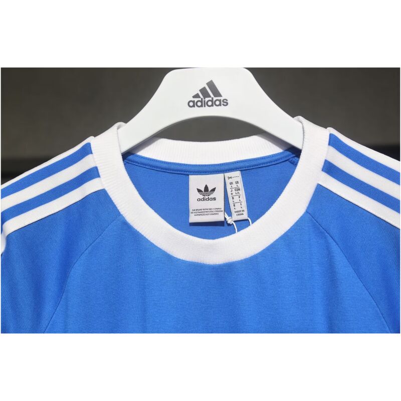Mens Adidas Originals Italy Jersey 3 Stripes Pure Cotton Blue Shirt 2024 – Match