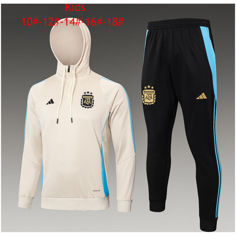 Kids Argentina Hoodie Sweatshirt + Pants Suit Cream 2024