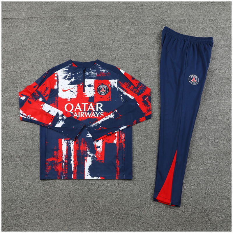 Kids PSG Training Suit Red – Blue 2024/25
