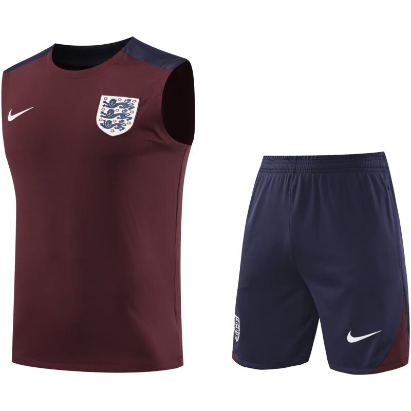 Mens England Short Training Suit Burgundy 2024