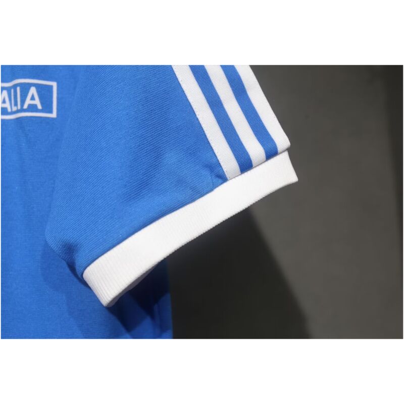 Mens Adidas Originals Italy Jersey 3 Stripes Pure Cotton Blue Shirt 2024 – Match