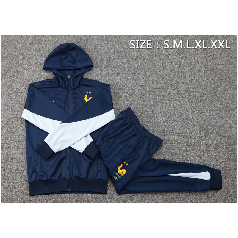 Mens France Hoodie Sweatshirt + Pants Training Suit Royal II 2024