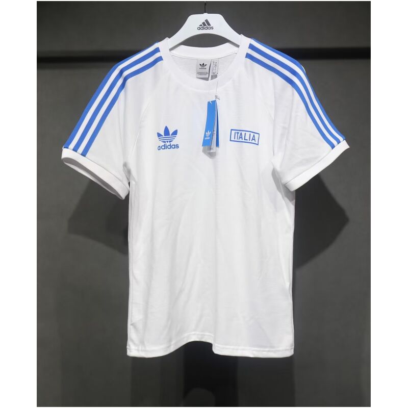 Mens Adidas Originals Italy Jersey 3 Stripes Pure Cotton White Shirt 2024 – Match