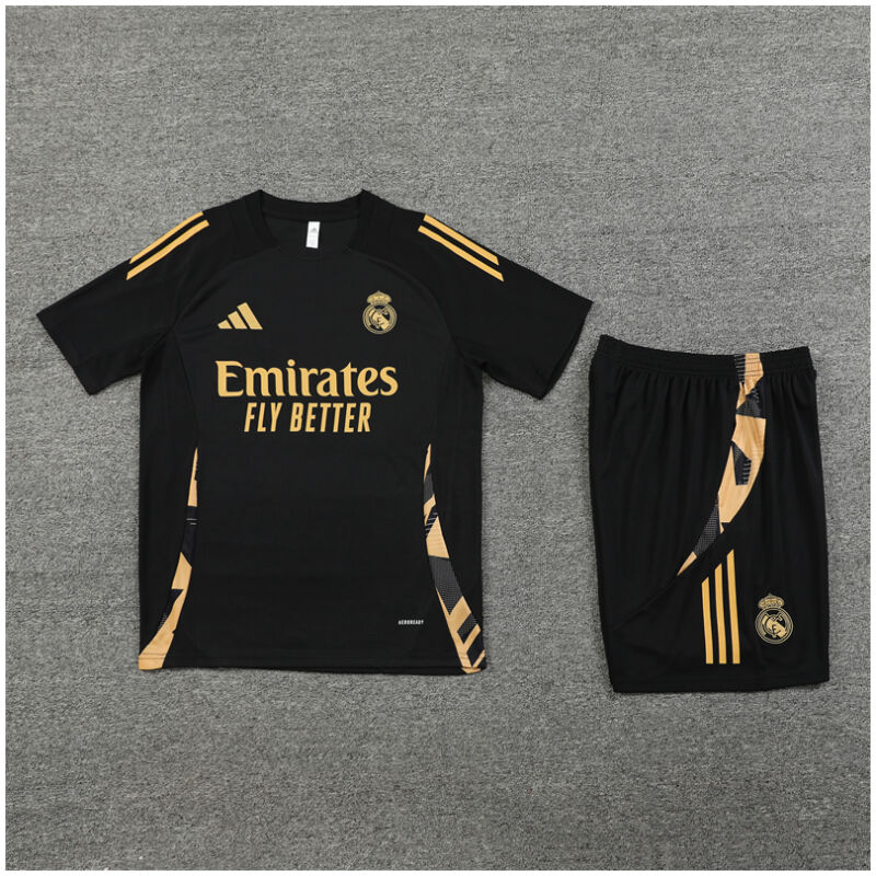Kids Real Madrid Short Training Suit Black 2024/25