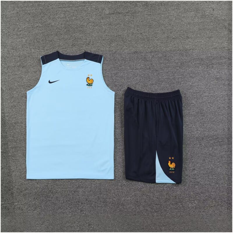 Mens France Short Training Suit Light Blue 2024