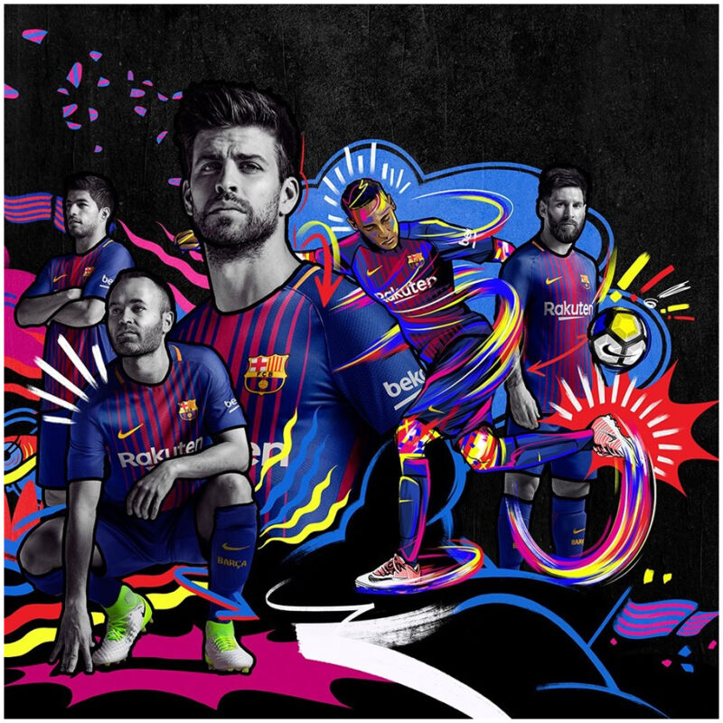 Mens Barcelona Retro Home Jersey 2017/18