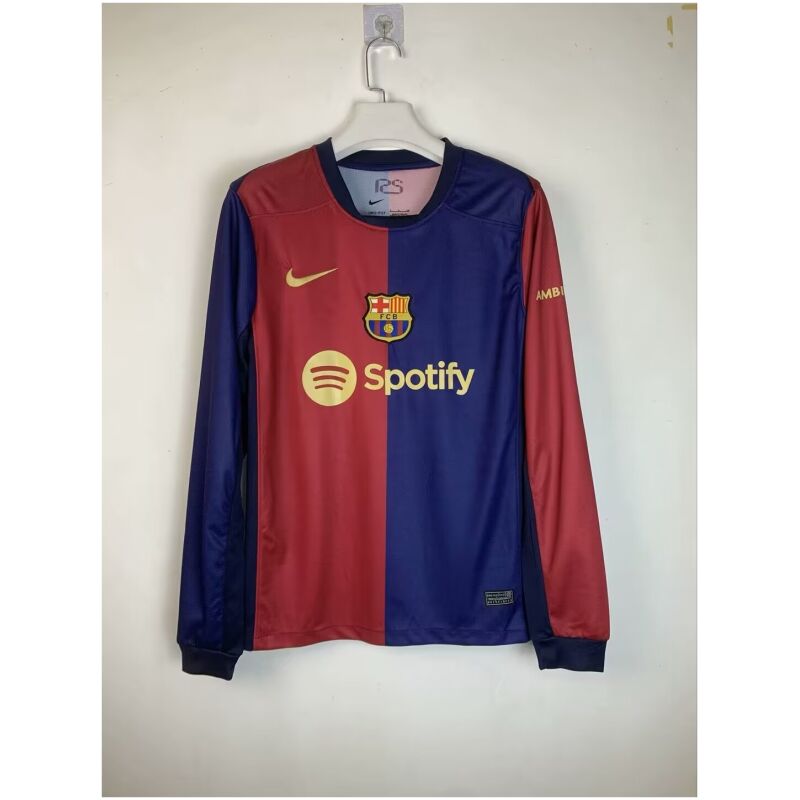 Mens Barcelona Home Jersey Long Sleeve 2024/25