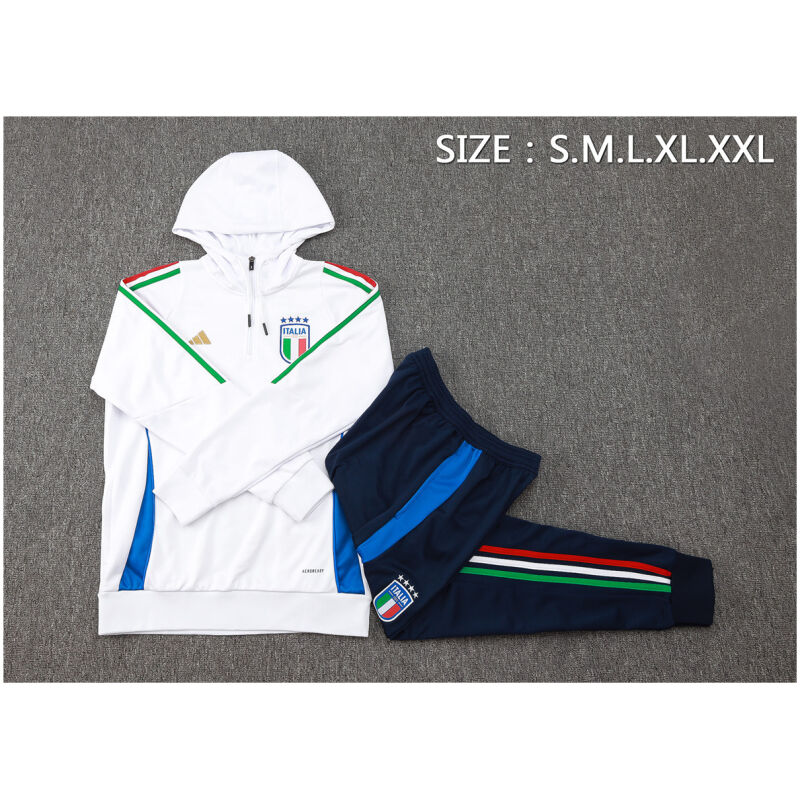 Mens Italy Hoodie Sweatshirt + Pants Training Suit White 2024